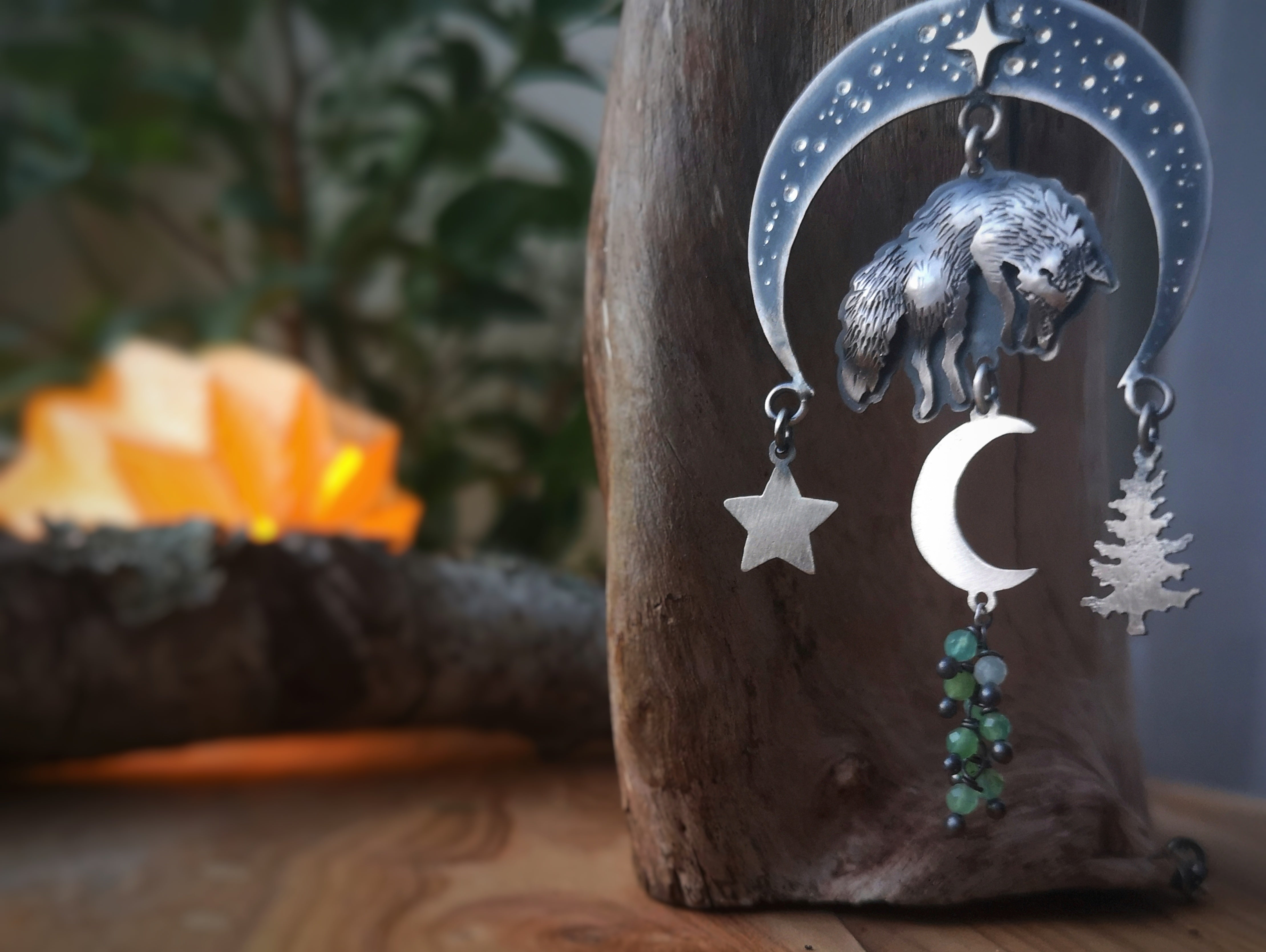 The Spring Forest Necklace - Fox & Chrysoprase Necklace
