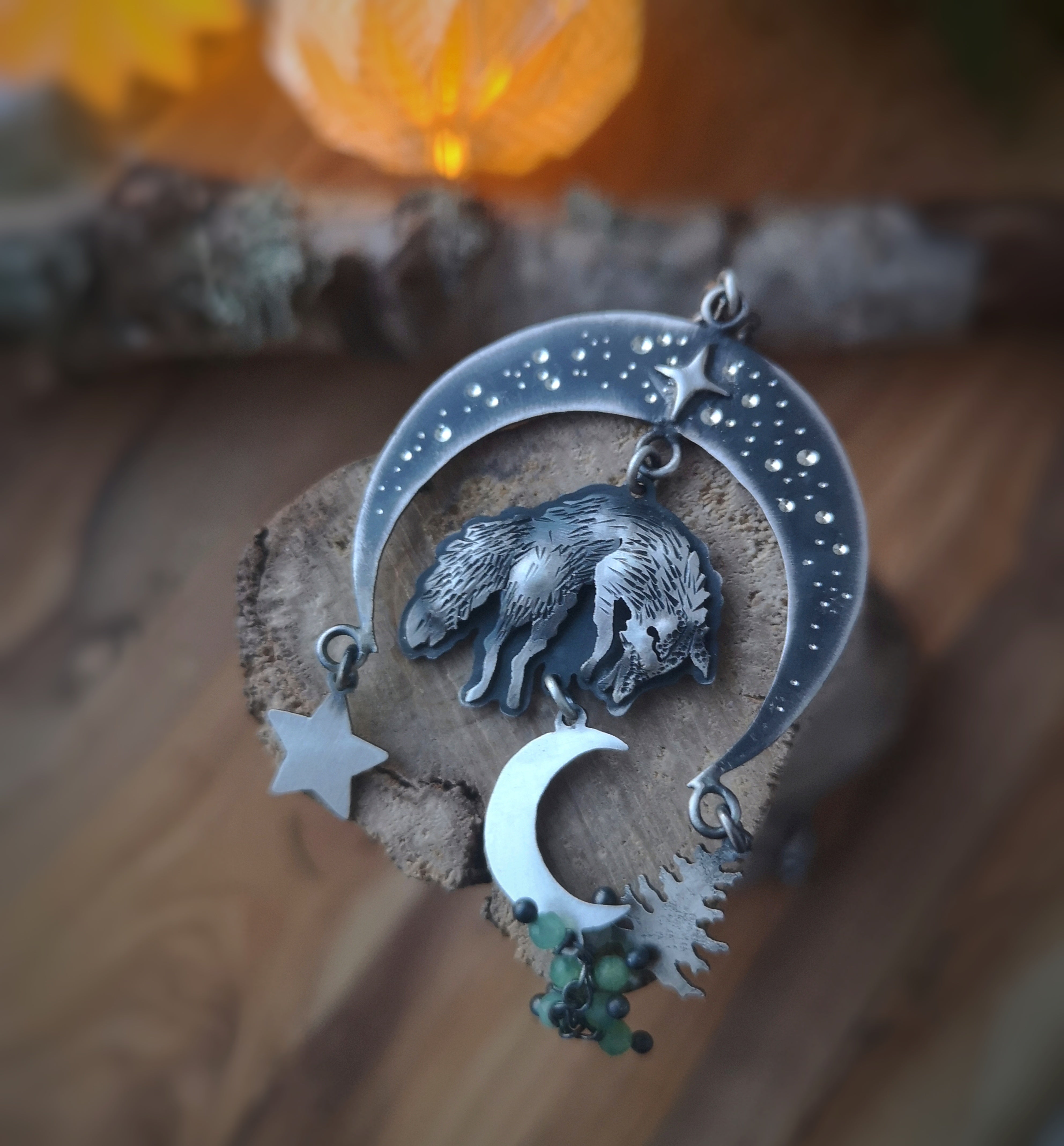 The Spring Forest Necklace - Fox & Chrysoprase Necklace