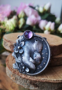 The Mama Bear Necklace with Amethyst