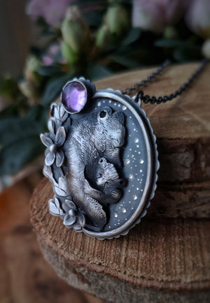 The Mama Bear Necklace with Amethyst