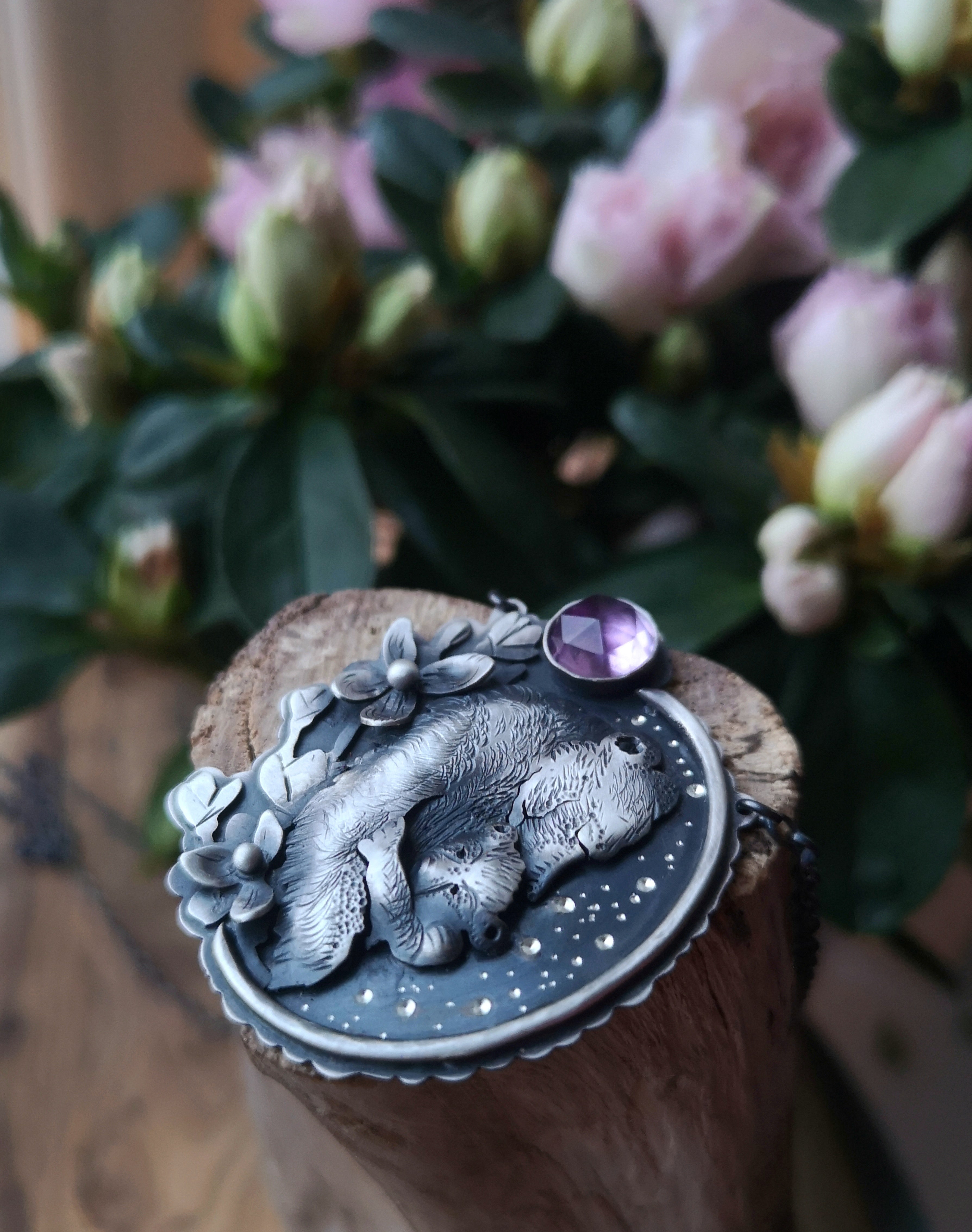 The Mama Bear Necklace with Amethyst