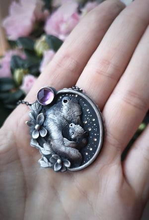 The Mama Bear Necklace with Amethyst