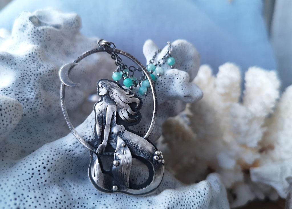 Angel of the Sea Necklace - Mermaid & Amazonite