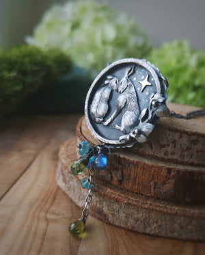 Soul Mates Necklace - Hares Shadowbox Necklace