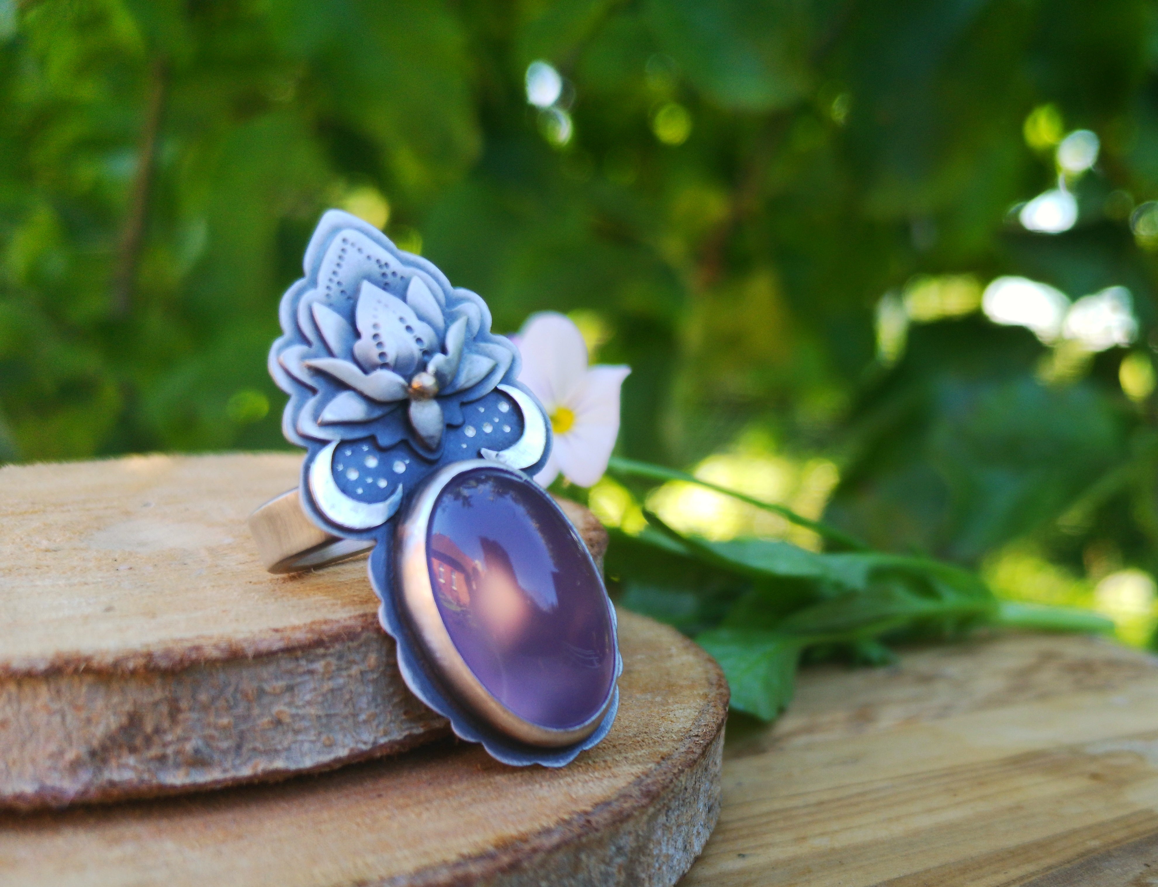 The Lotus Ring - Holly Chalcedony Ring 7 US