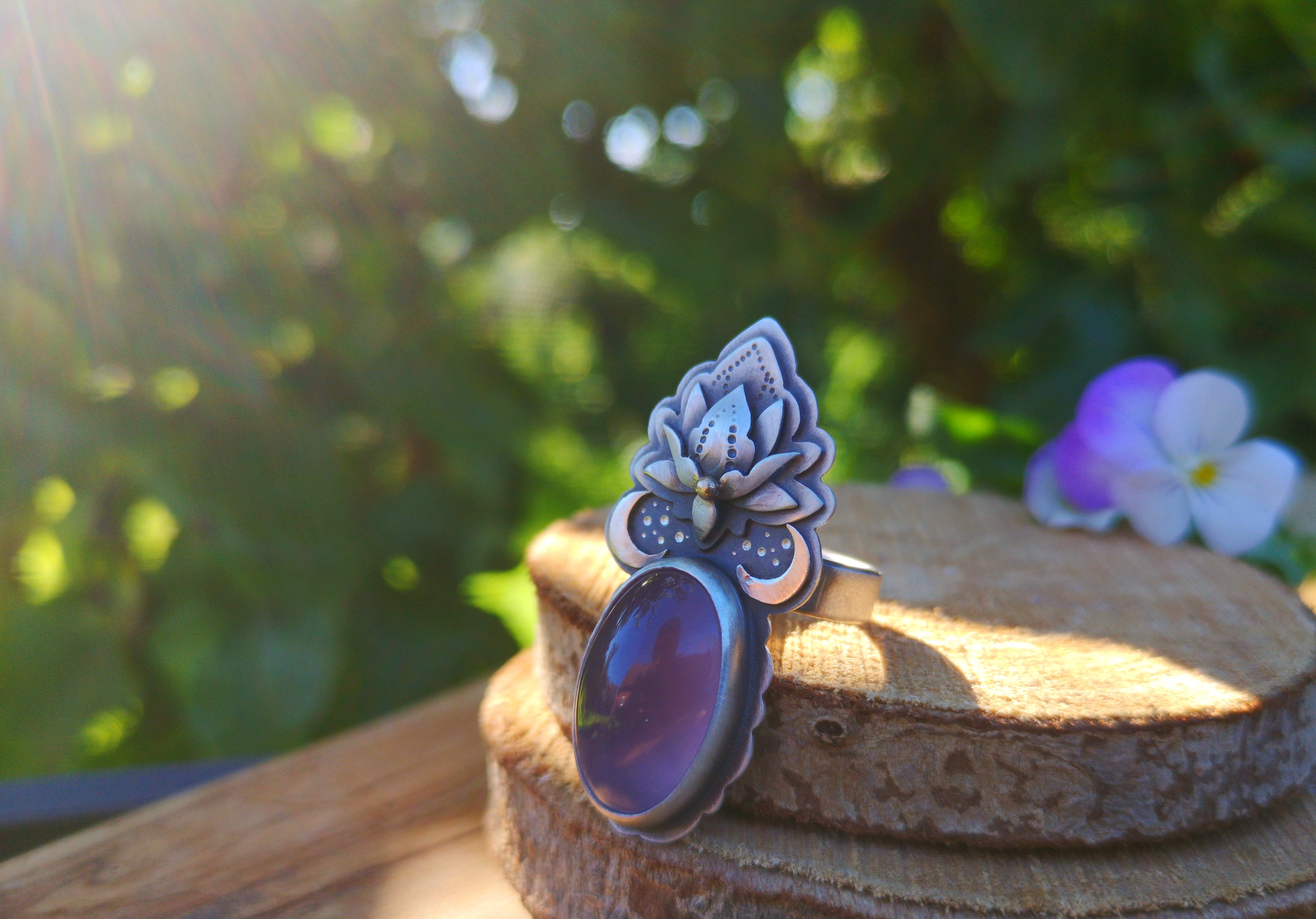 The Lotus Ring - Holly Chalcedony Ring 7 US