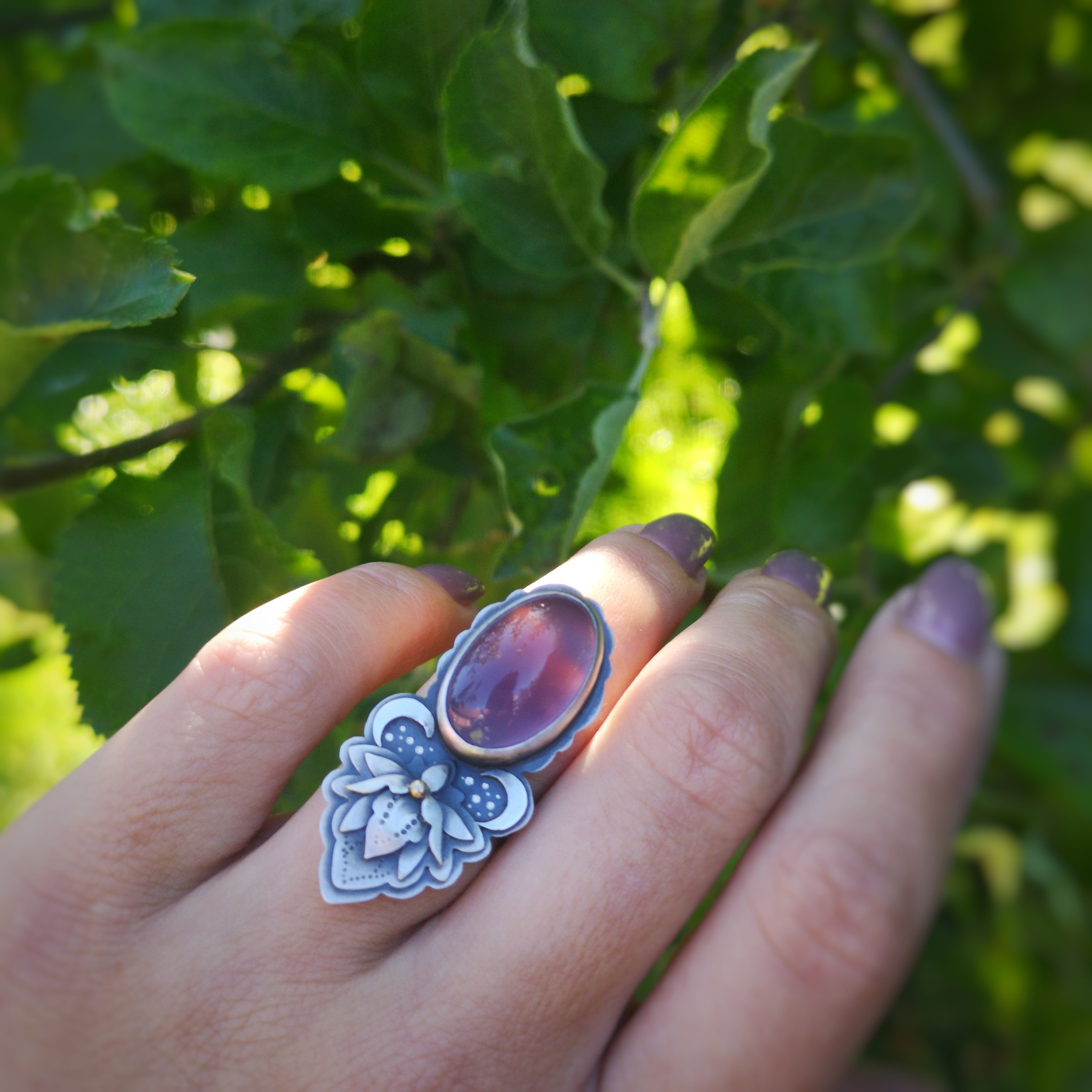The Lotus Ring - Holly Chalcedony Ring 7 US