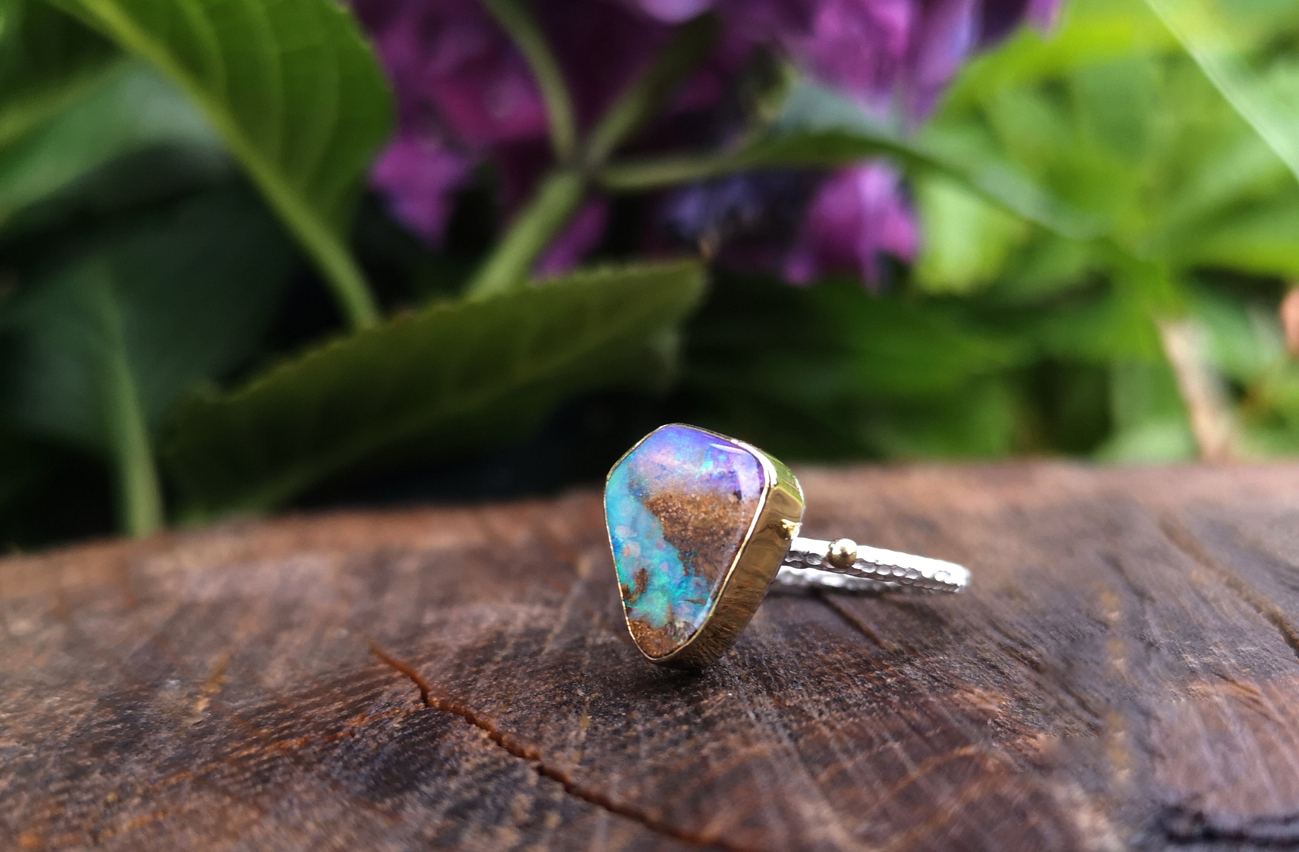 Copy of The Wonderland Ring - 22K Gold & Silver Australian Opal