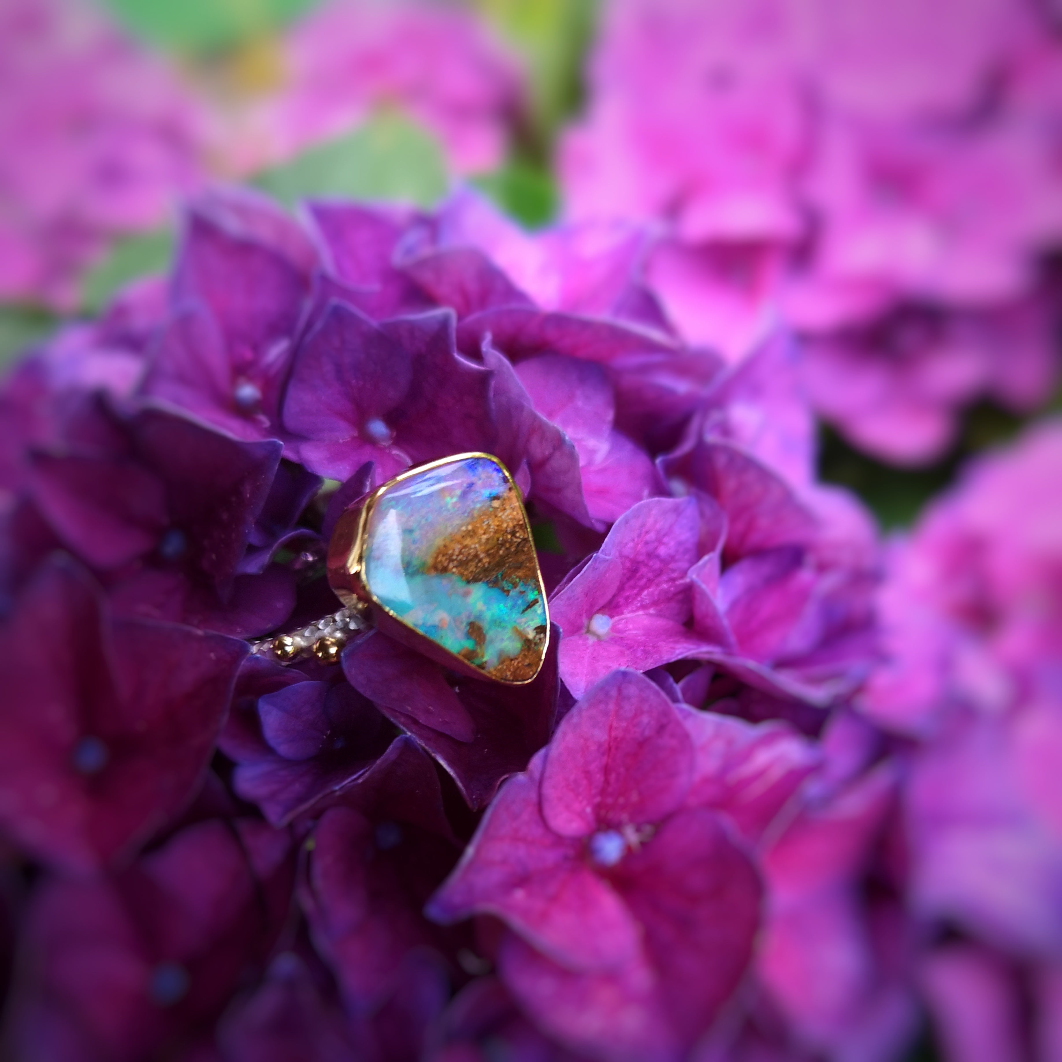 Copy of The Wonderland Ring - 22K Gold & Silver Australian Opal