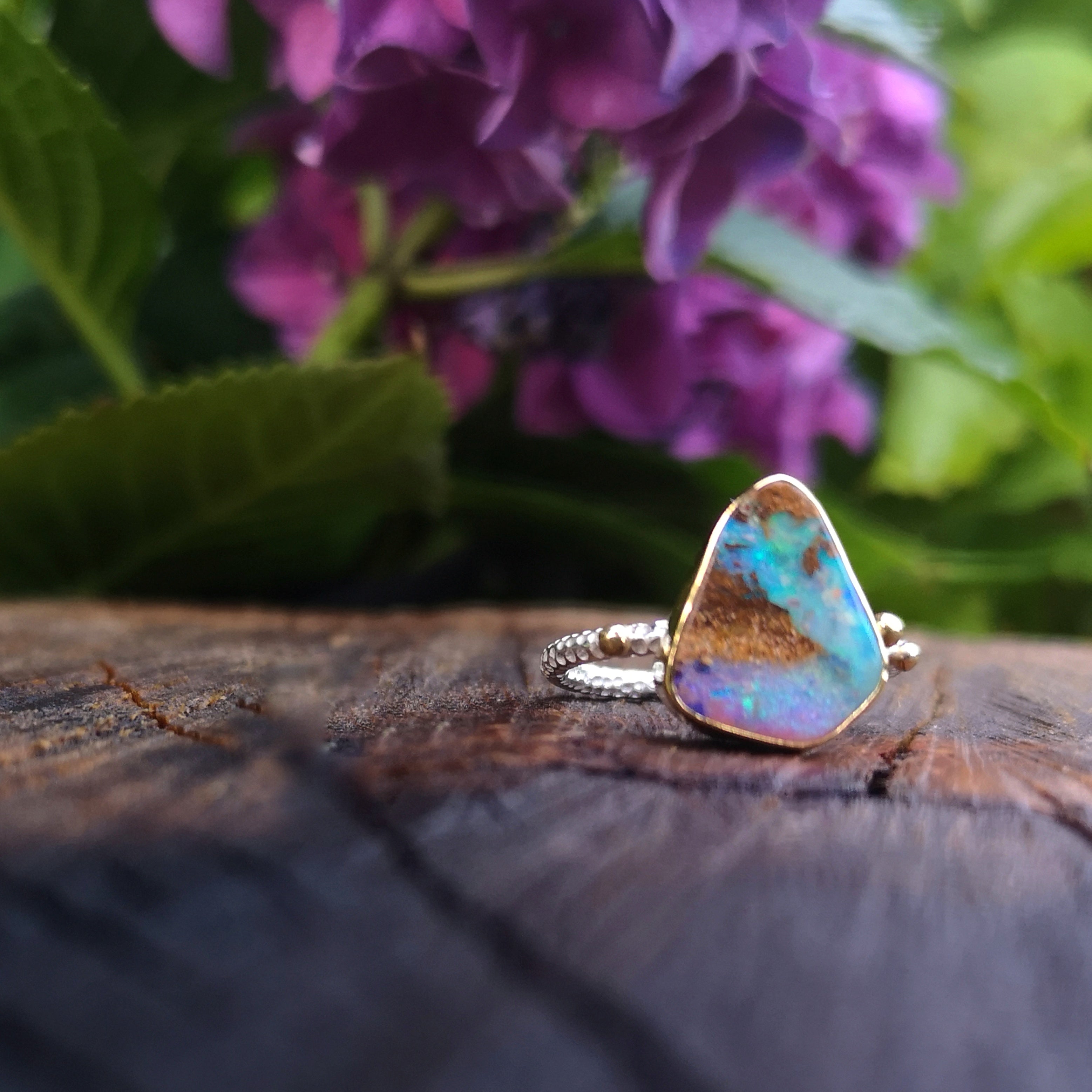 Copy of The Wonderland Ring - 22K Gold & Silver Australian Opal