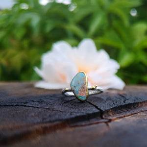 The Wonderland Ring - 22K Gold & Silver Australian Opal