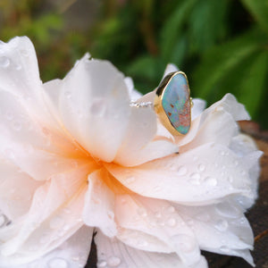 The Wonderland Ring - 22K Gold & Silver Australian Opal