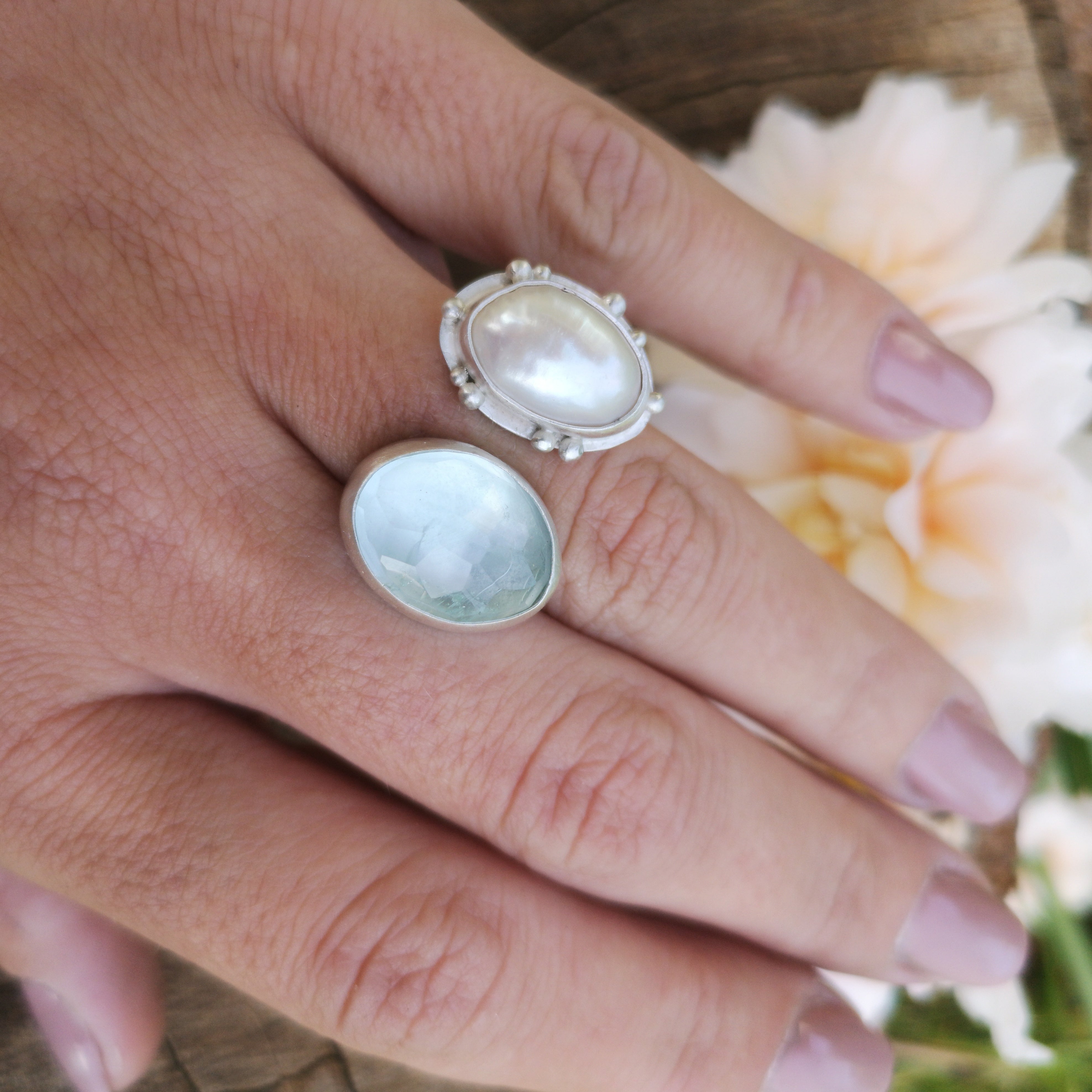The Lake Ring - Aquamarine & Pearl