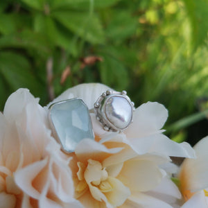 The Lake Ring - Aquamarine & Pearl