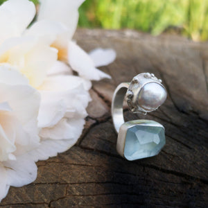 The Lake Ring - Aquamarine & Pearl