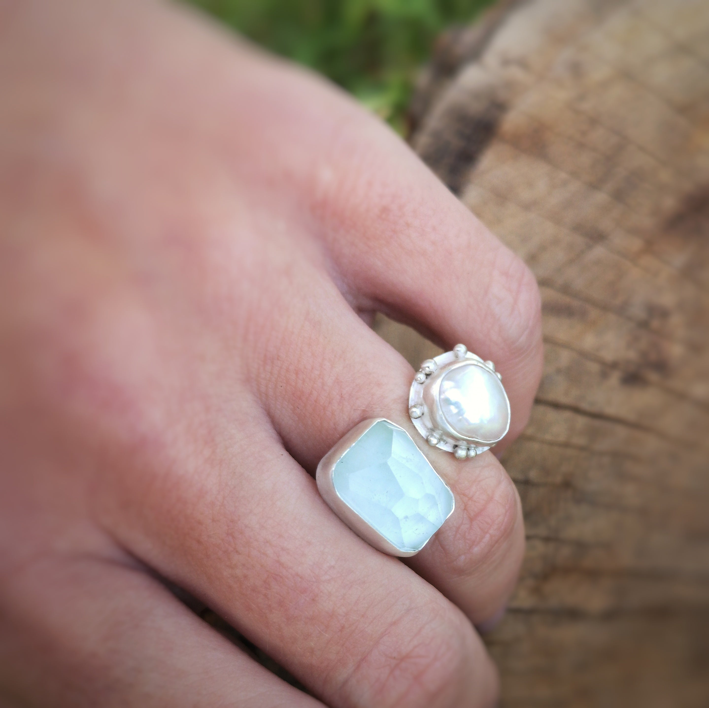 The Lake Ring - Aquamarine & Pearl