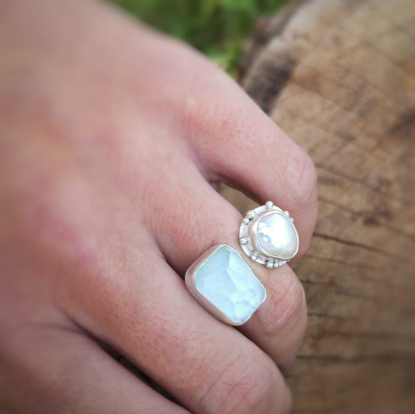 The Lake Ring - Aquamarine & Pearl