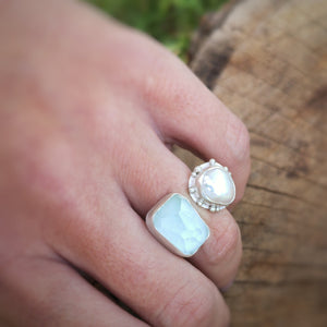 The Lake Ring - Aquamarine & Pearl