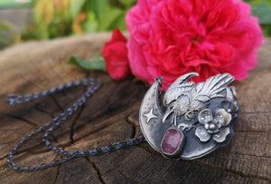 The Moon Raven Necklace with Pink Tourmaline