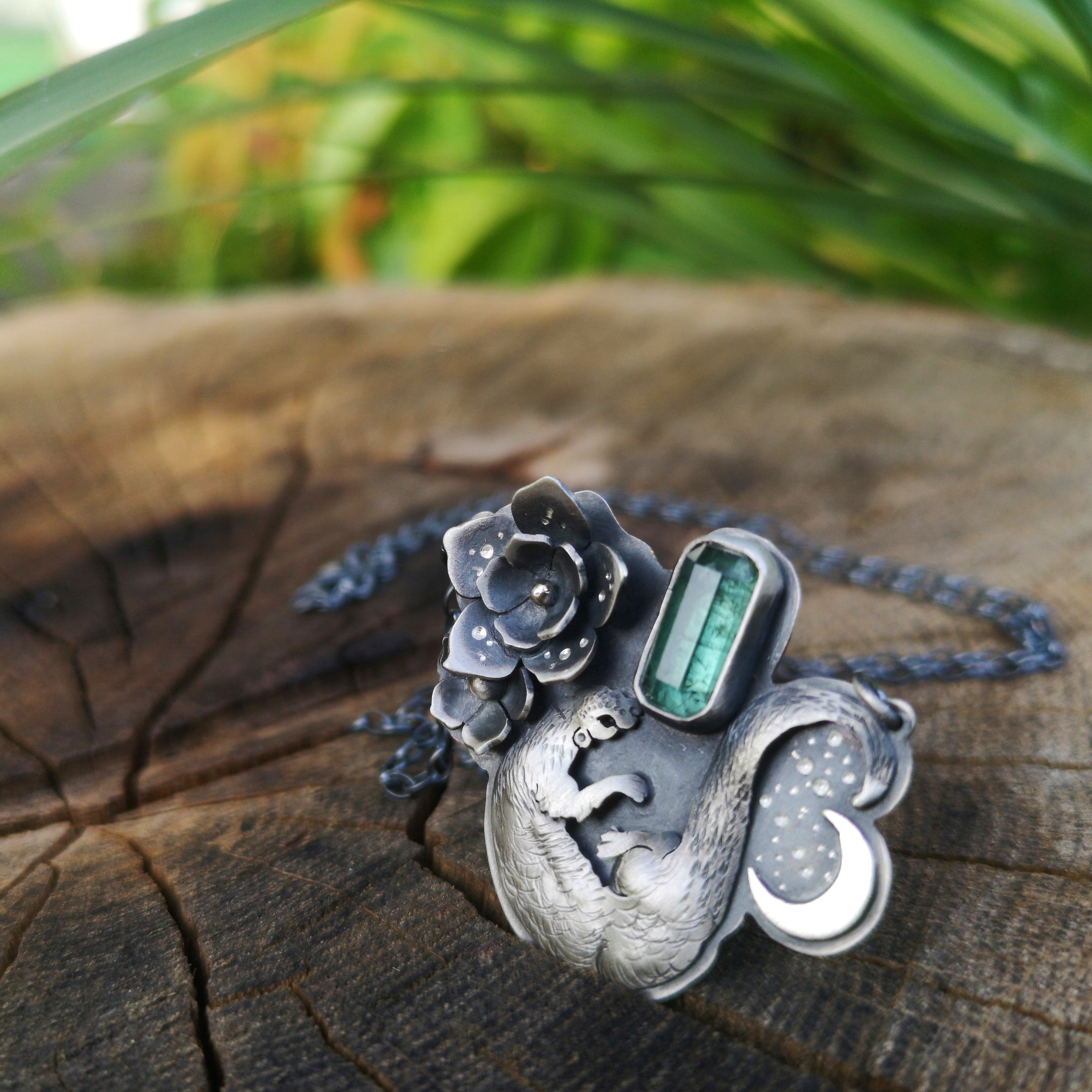 The Otter Necklace with Green Tourmaline