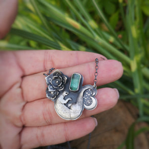 The Otter Necklace with Green Tourmaline
