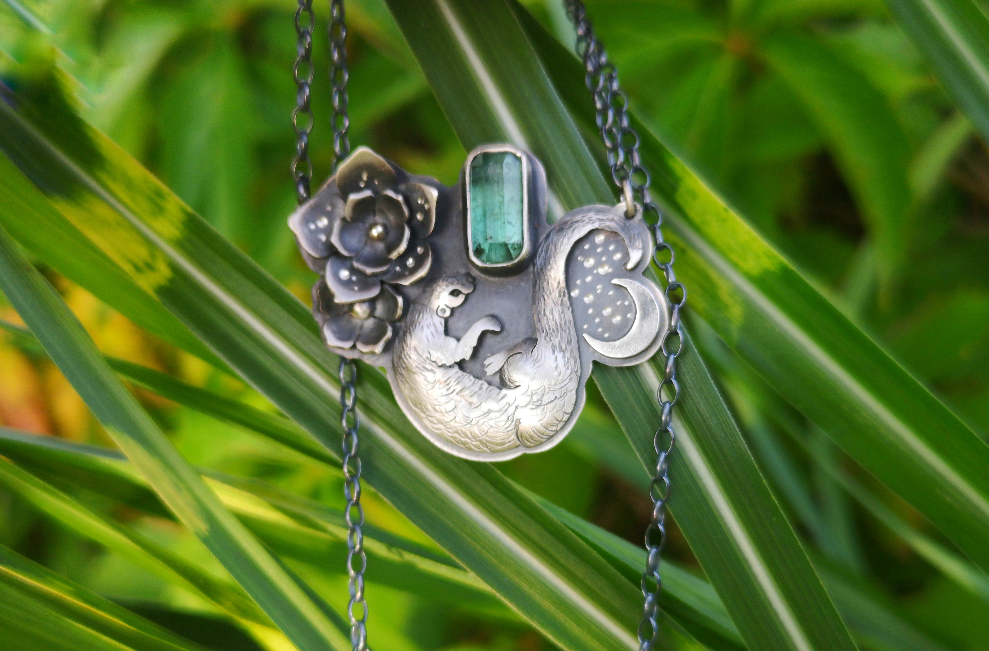 The Otter Necklace with Green Tourmaline
