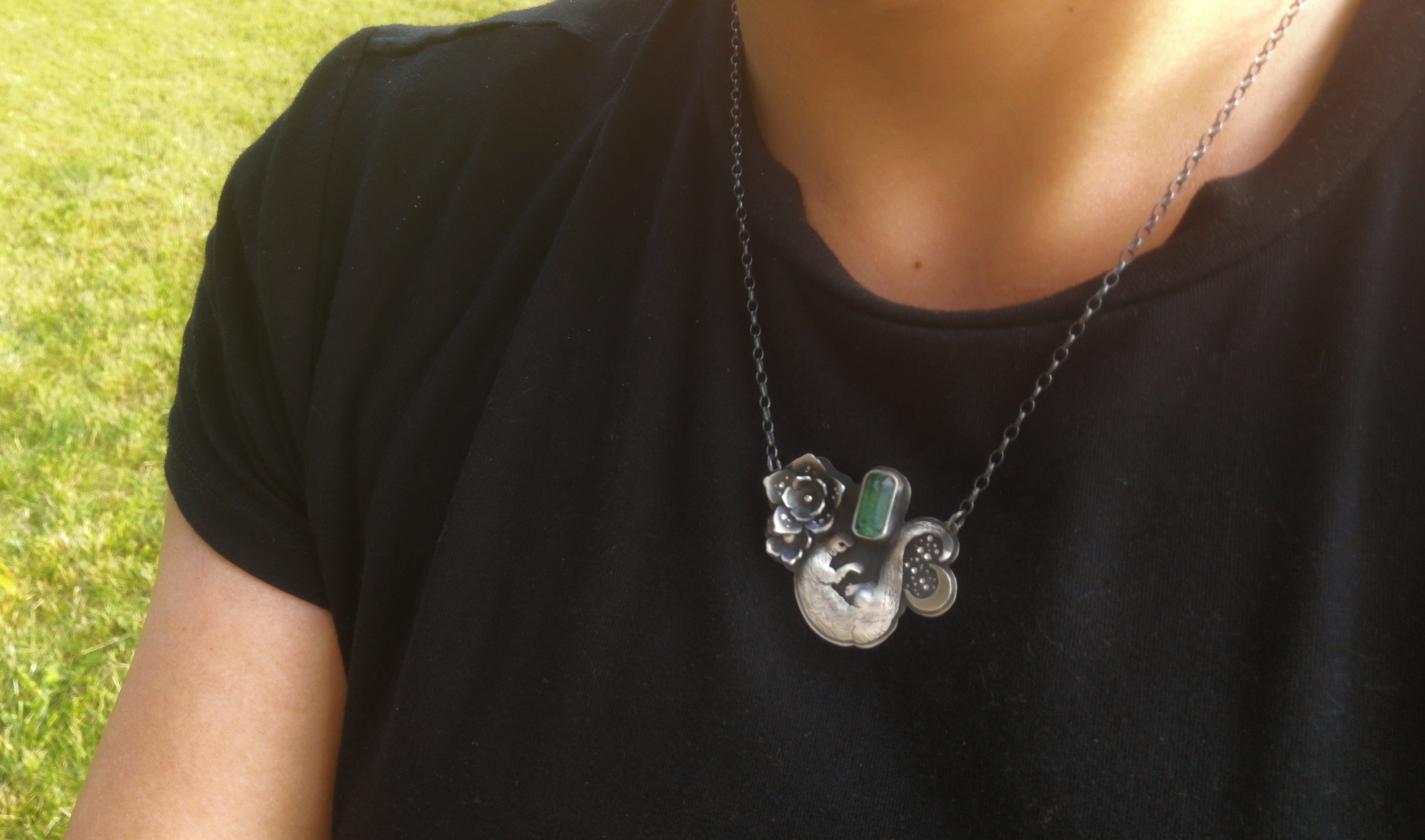 The Otter Necklace with Green Tourmaline