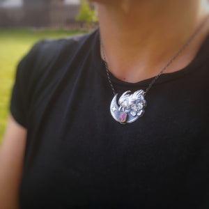 The Moon Raven Necklace with Pink Tourmaline