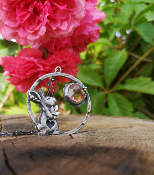 The Loving Rabbit Necklace - Rabbit & Tourmaline