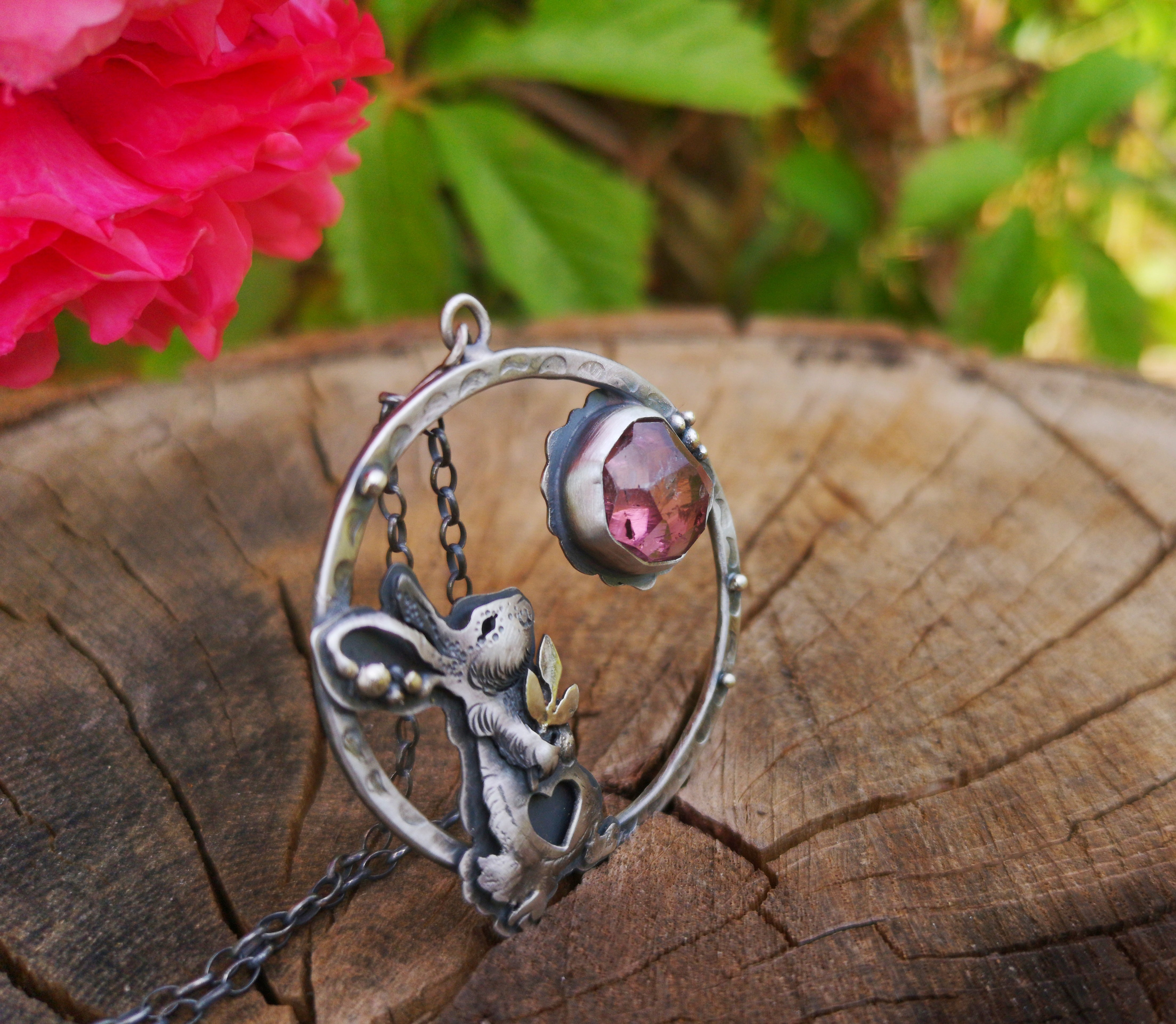 The Loving Rabbit Necklace - Rabbit & Tourmaline