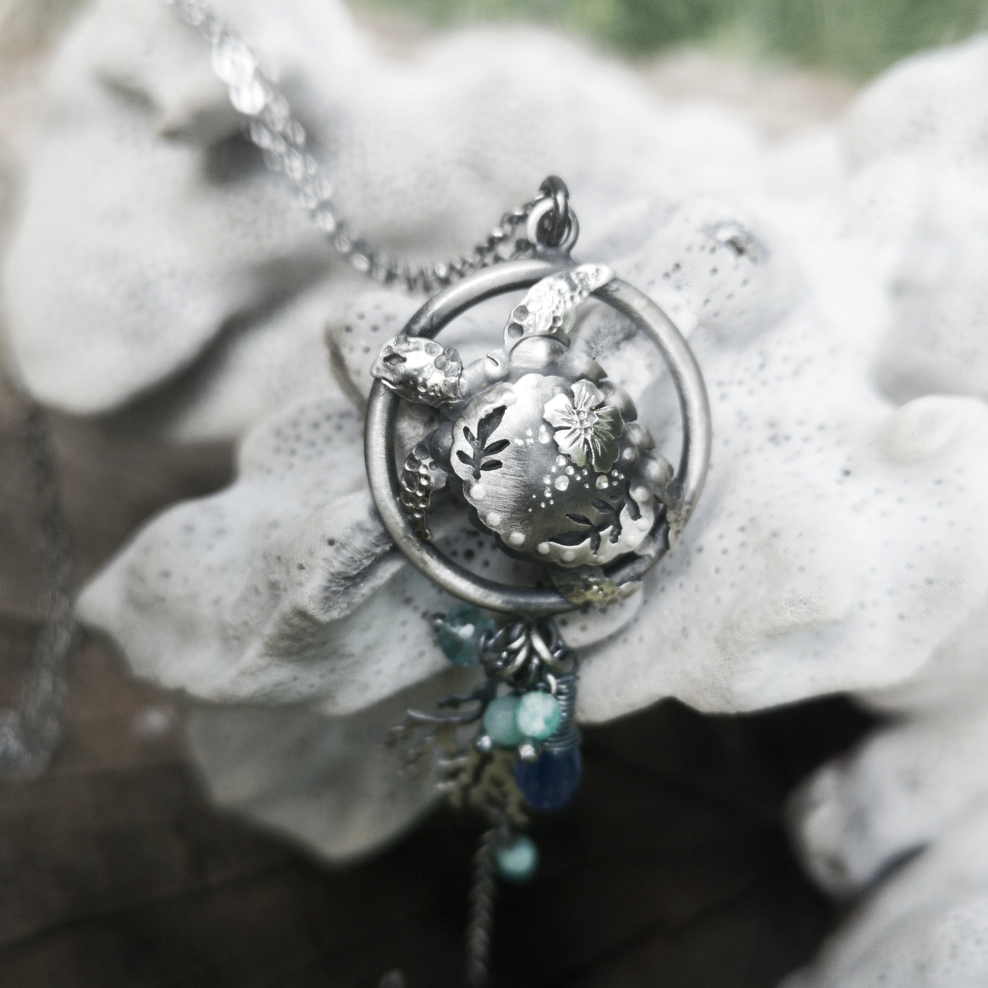 The Turtle & Hibiscus Lariat Necklace