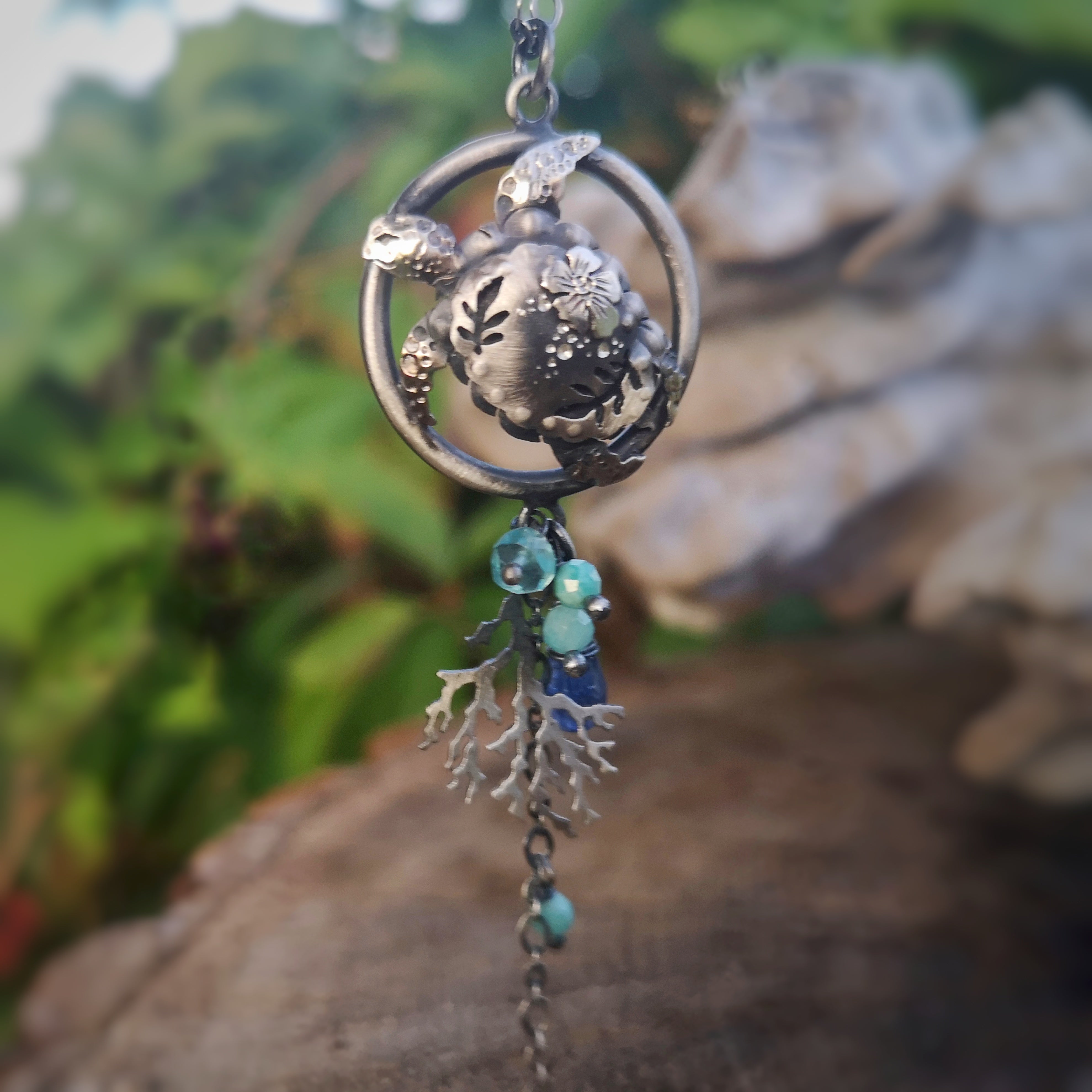 The Turtle & Hibiscus Lariat Necklace