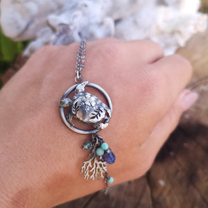 The Turtle & Hibiscus Lariat Necklace