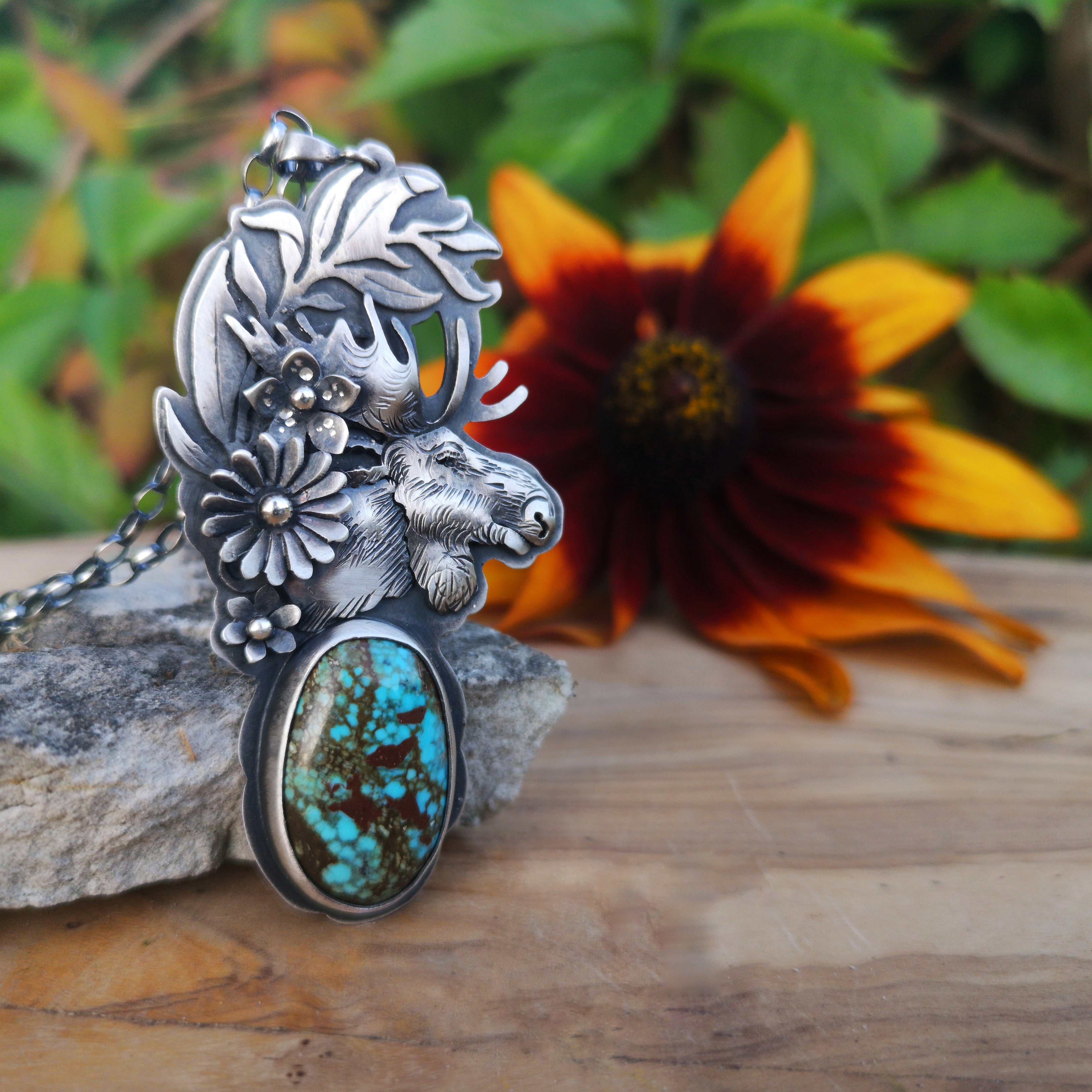 The Moose and Number Eight Turquoise Necklace