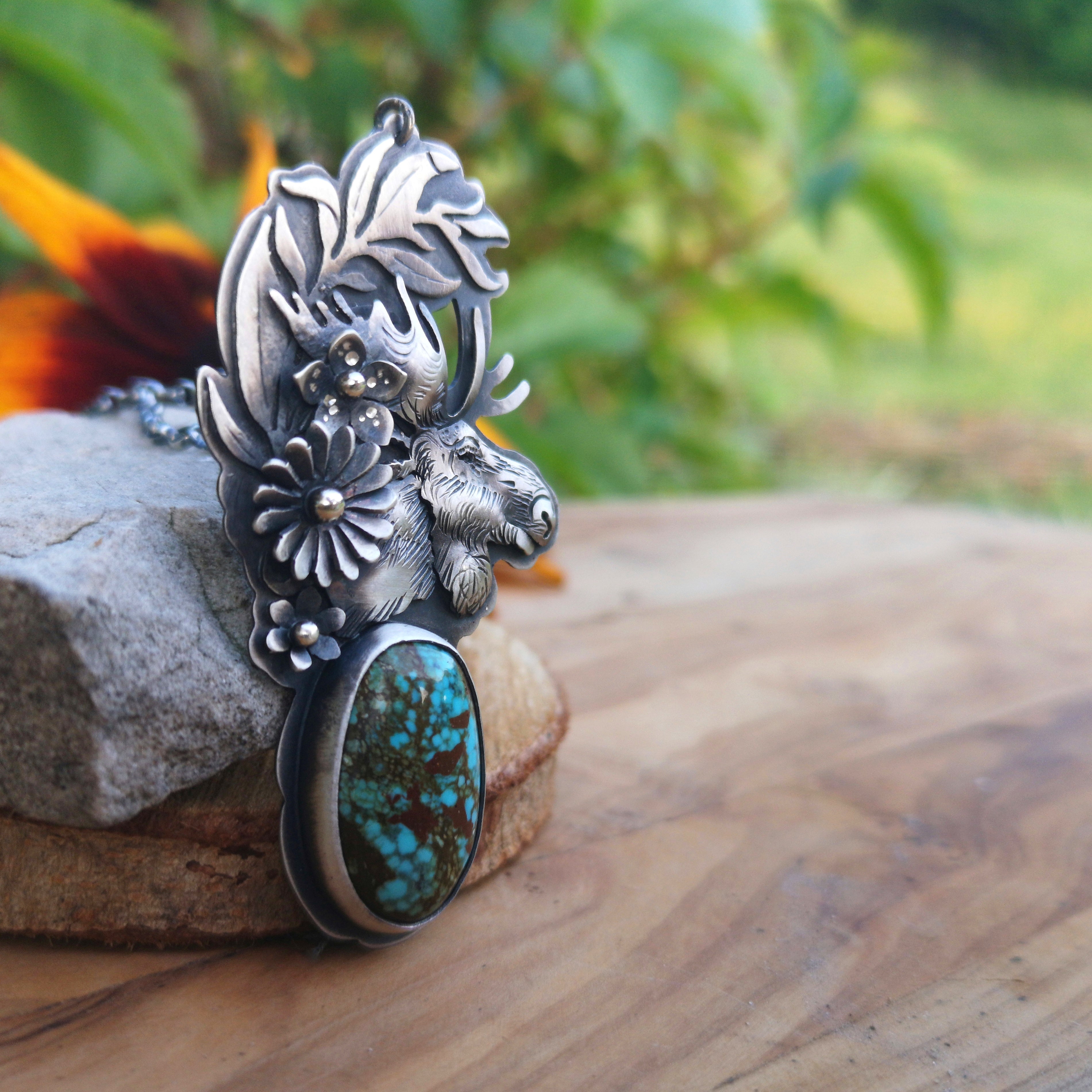 The Moose and Number Eight Turquoise Necklace