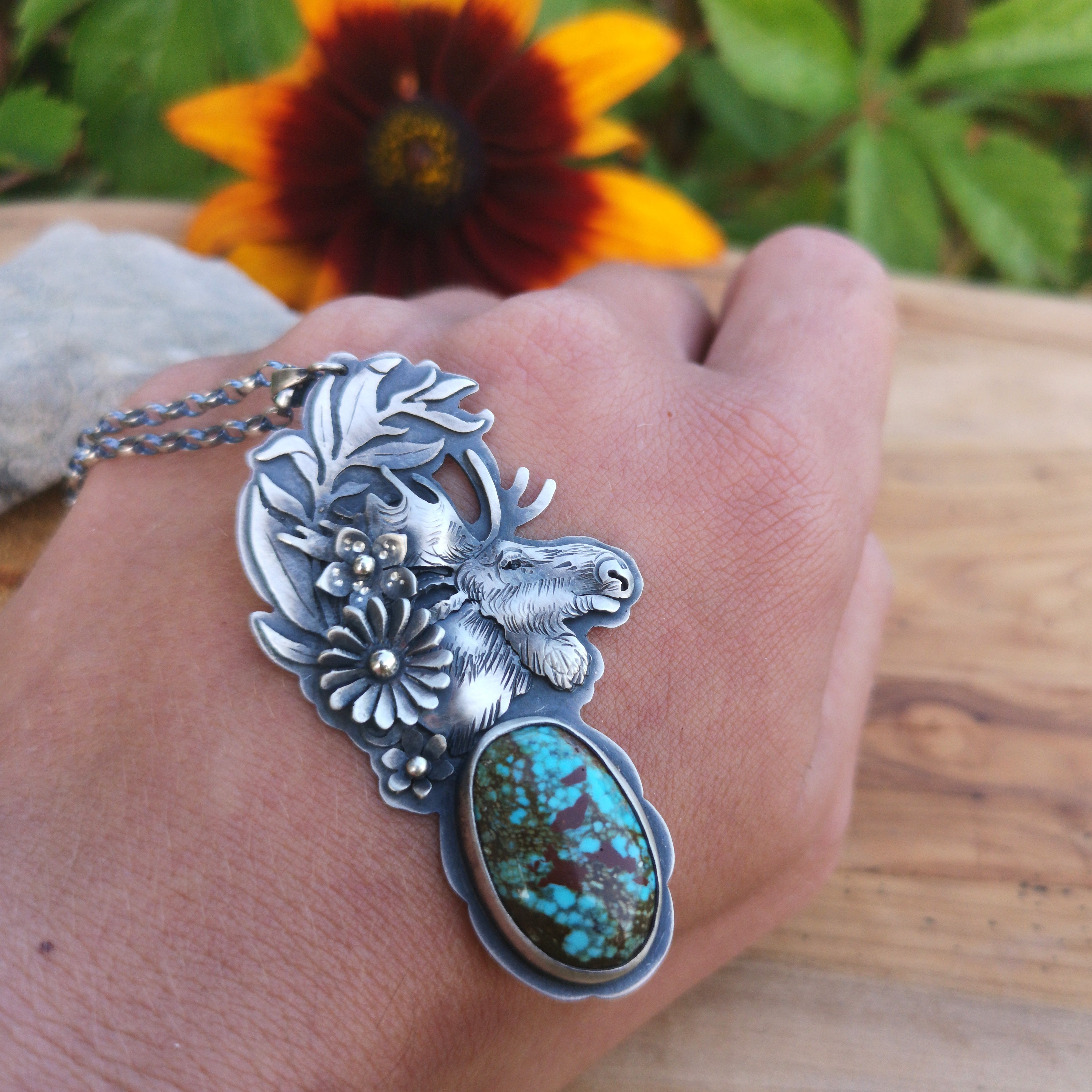 The Moose and Number Eight Turquoise Necklace