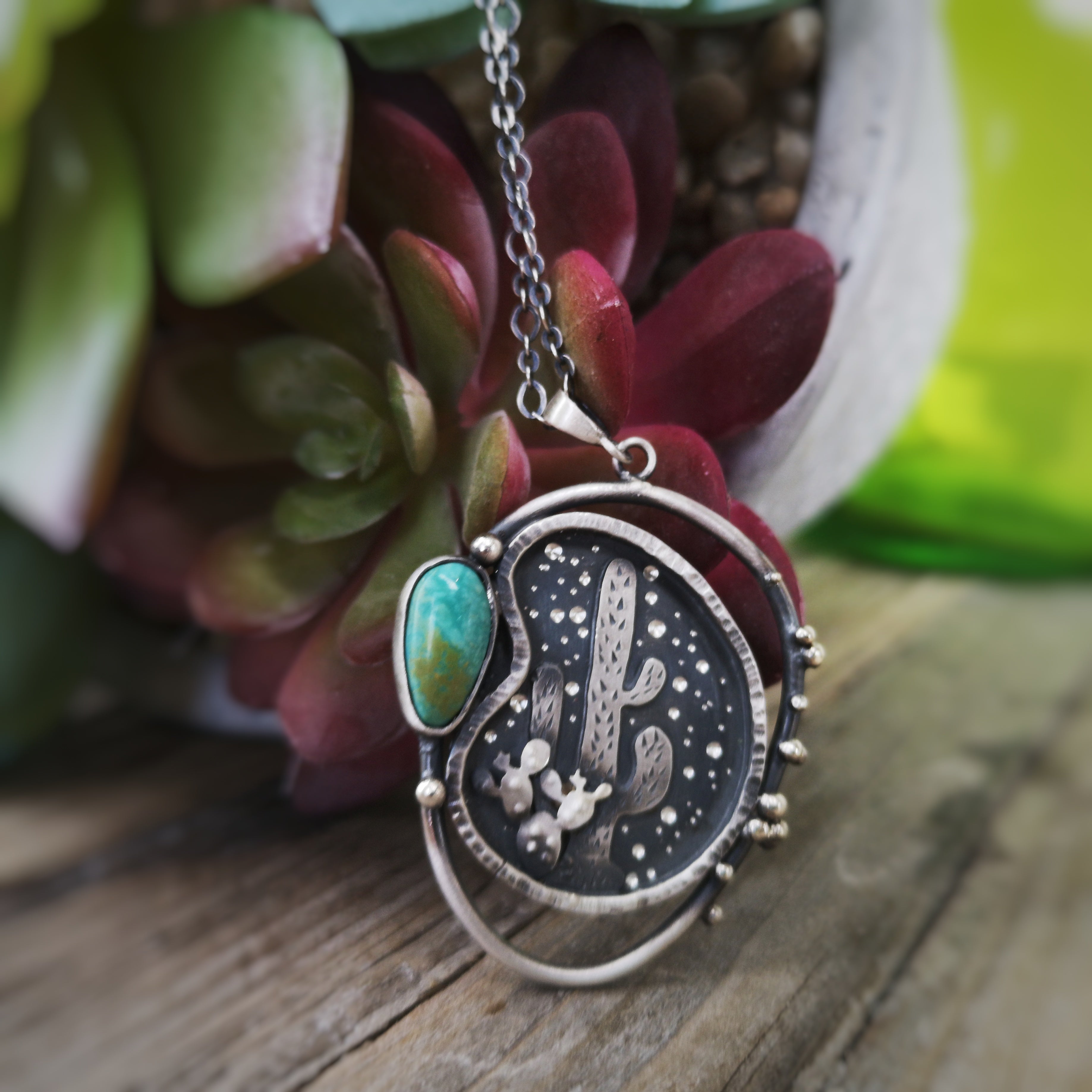 The Cactus Necklace with Hachita Turquoise