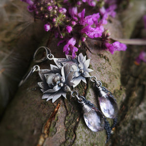 The Lotus Earrings - Pink Amethyst Earrings