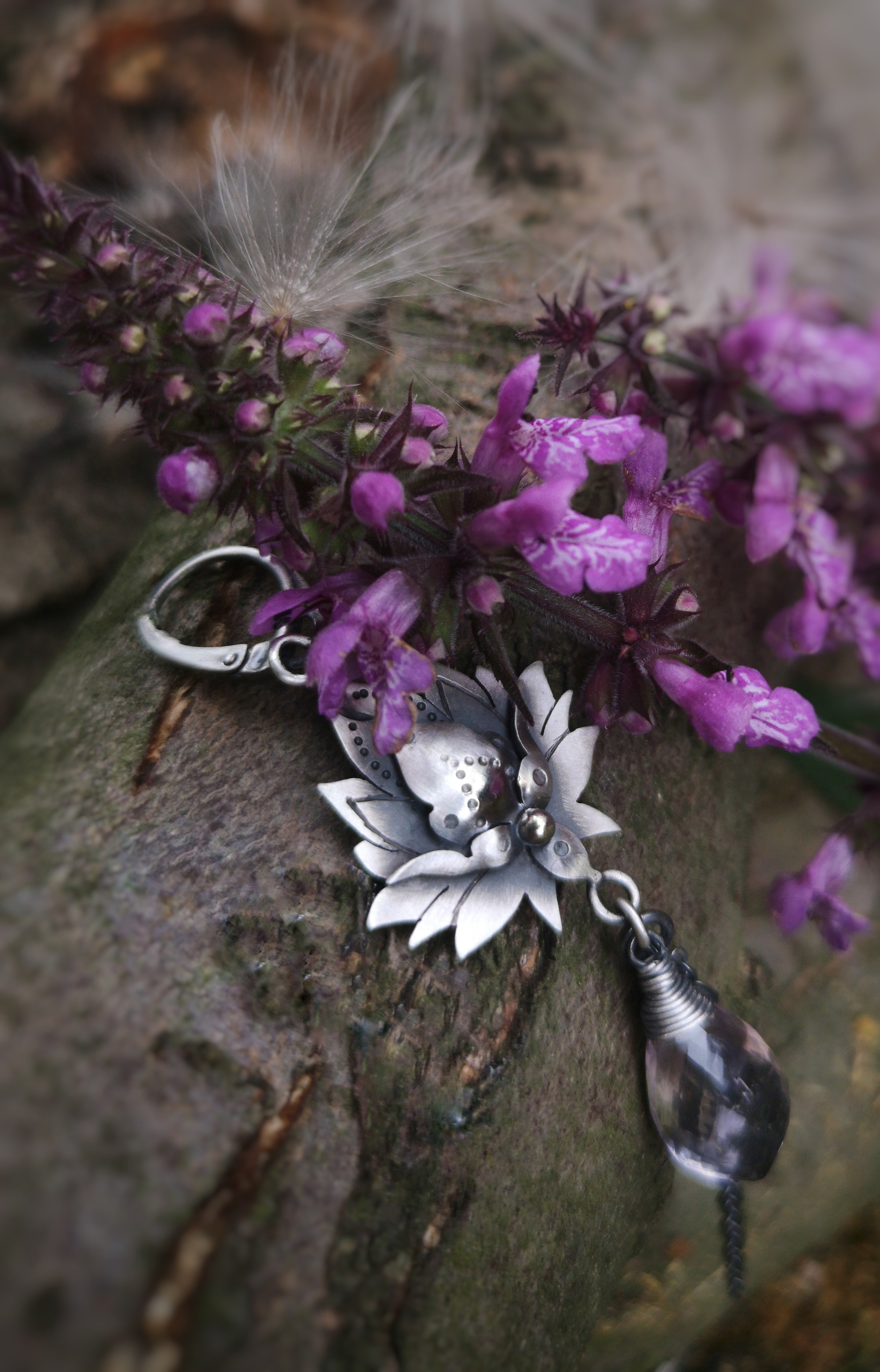 The Lotus Earrings - Pink Amethyst Earrings