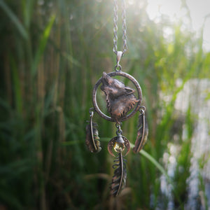 The Wolf Dreamcatcher Necklace - Citrine