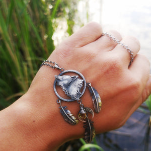 The Wolf Dreamcatcher Necklace - Citrine
