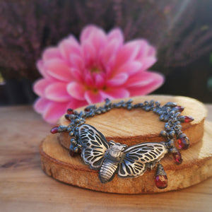 The Cicada Bracelet - Crimson Garnet
