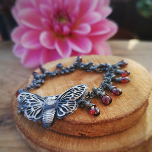 The Cicada Bracelet - Crimson Garnet