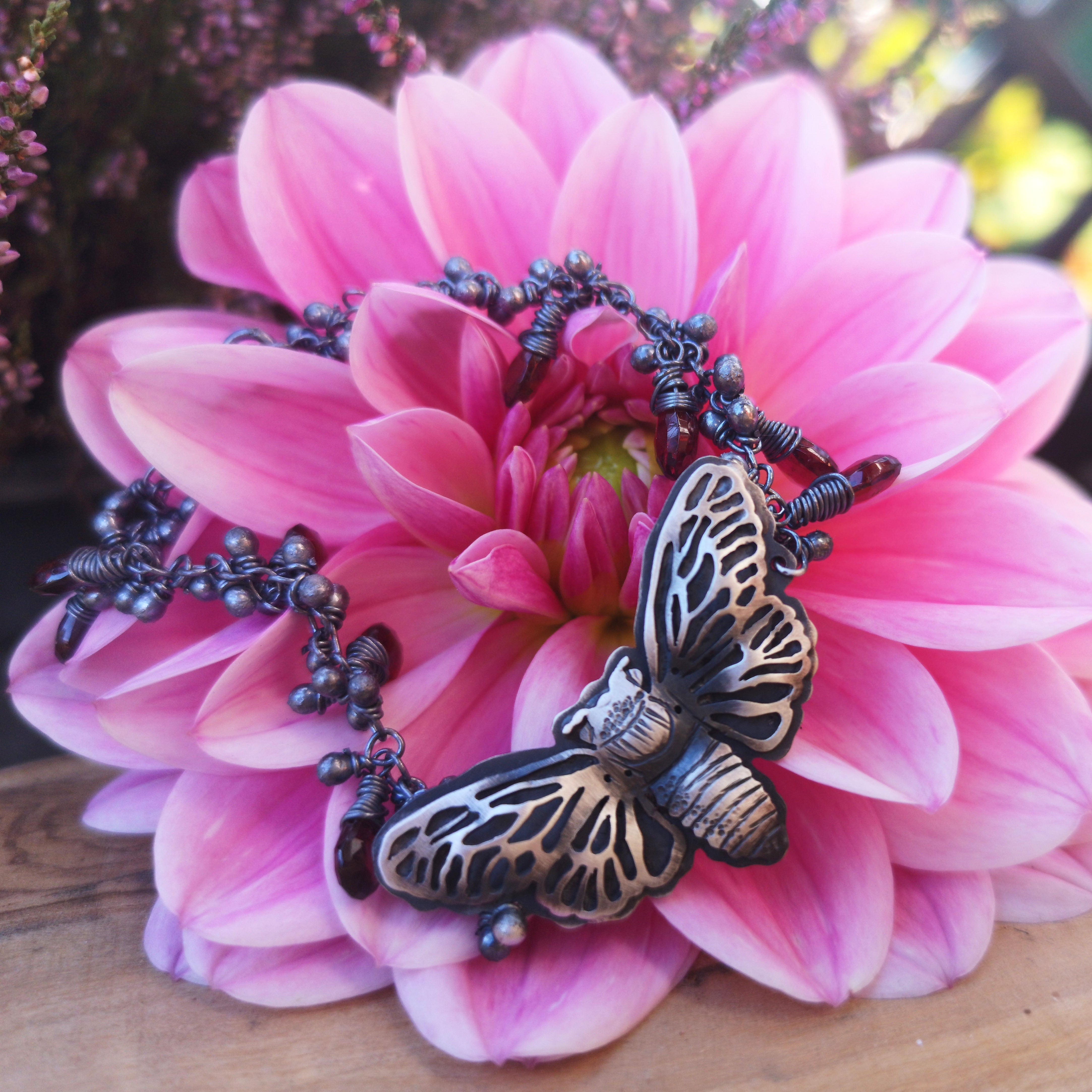 The Cicada Bracelet - Crimson Garnet
