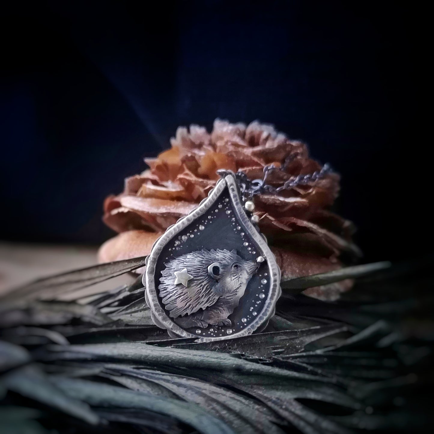 The Hedgehog Necklace- Drop Shadowbox Necklace