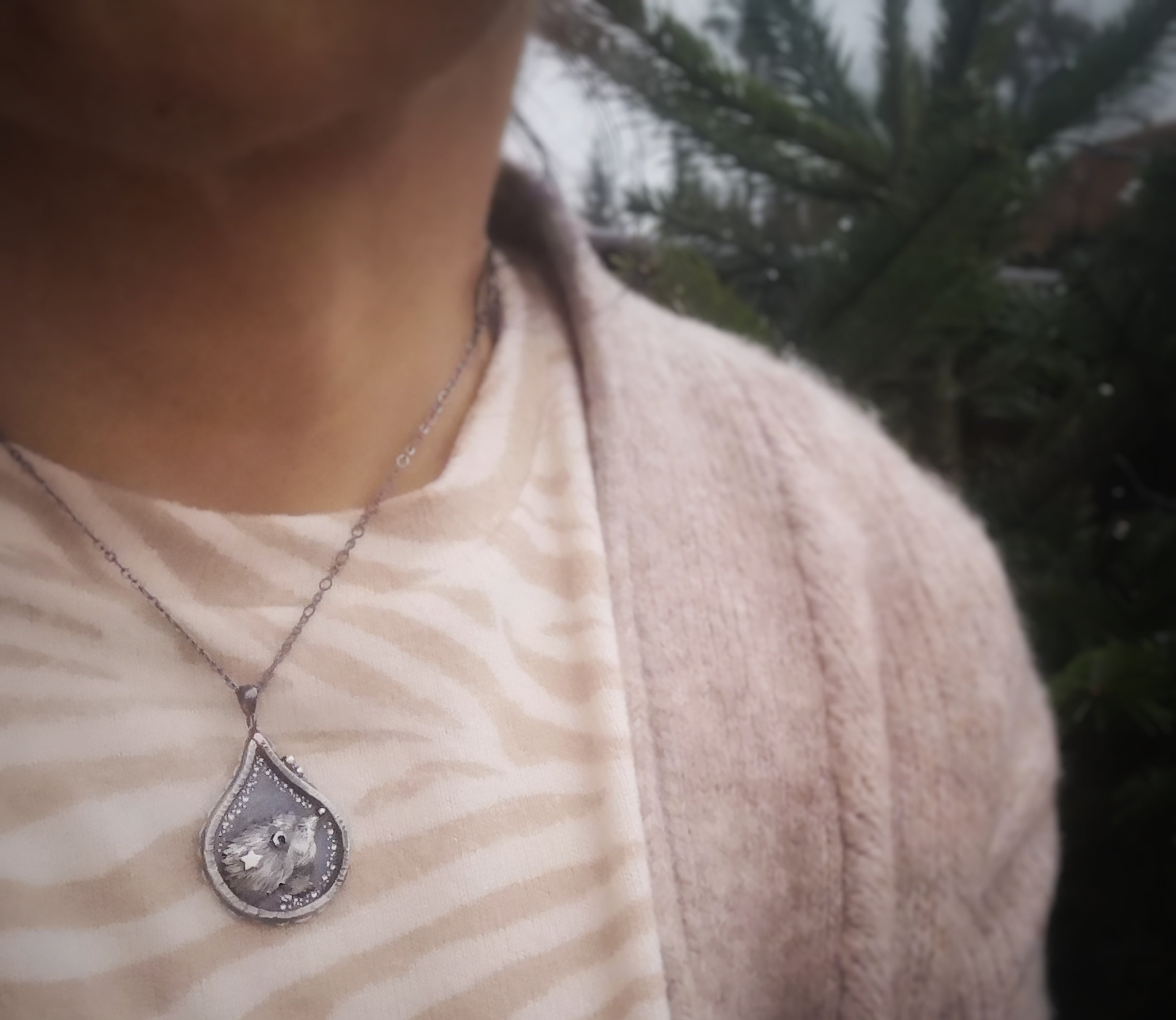 The Hedgehog Necklace- Drop Shadowbox Necklace