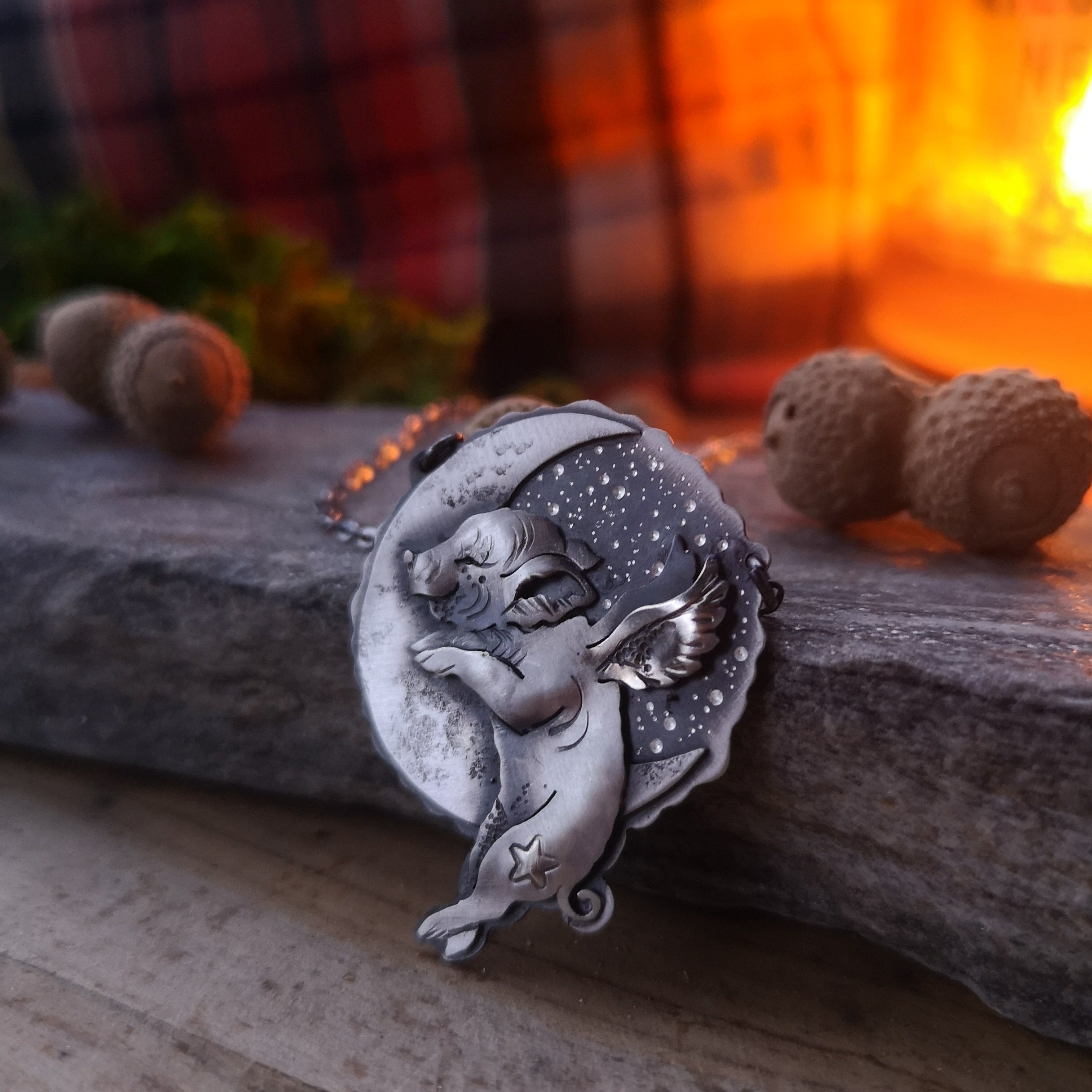 Believe in Yourself III - Winged Piglet Necklace