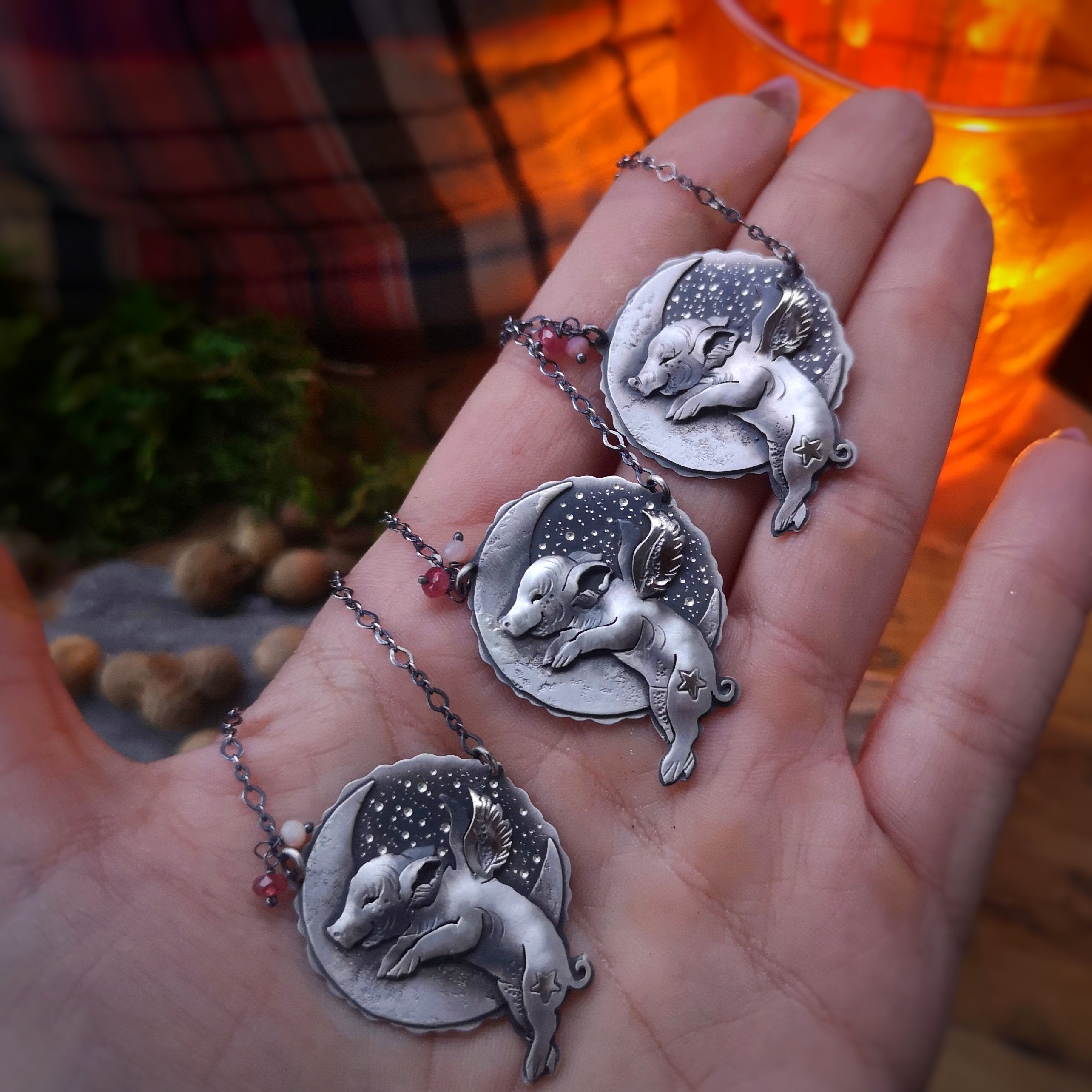 Believe in Yourself III - Winged Piglet Necklace