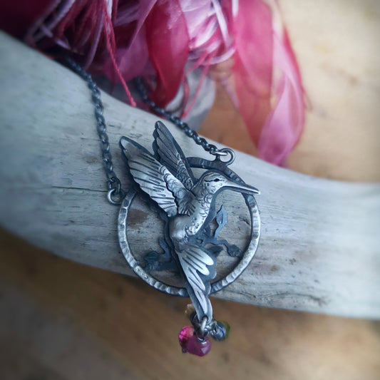 The Healer Lariat Necklace - Hummingbird Necklace