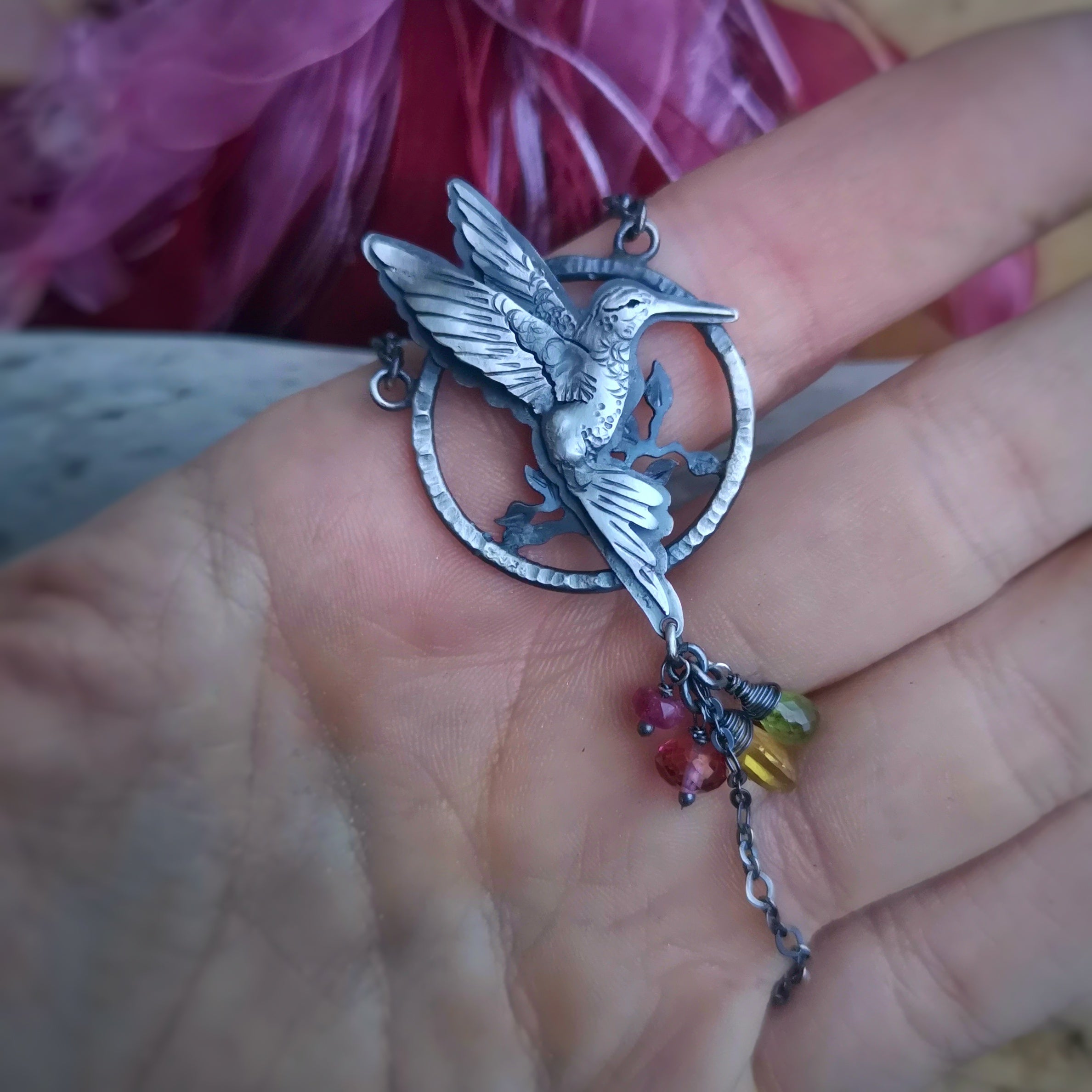 The Healer Lariat Necklace - Hummingbird Necklace
